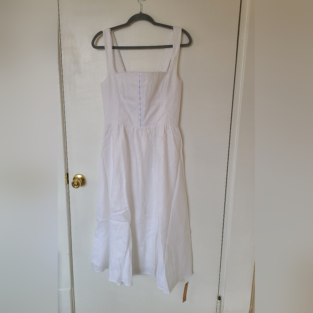 NWT Reformation Linen White Midi Dress - Picture 3 of 9